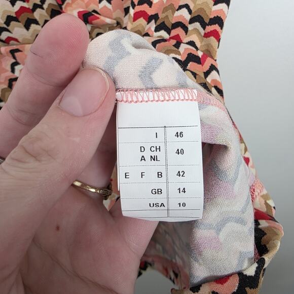 Missoni Tan Coral Multicolor Chevron Knit Artsy Summery Tank Top Size 10 - Picture 3 of 7